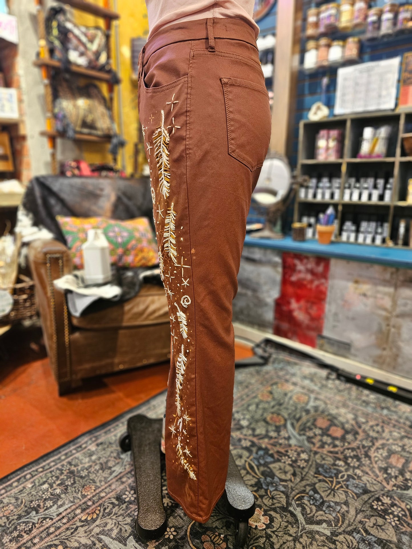 Celestial Embroidery with Floral Mesh Dear John Jaxtyn Pants -Debi Samuels*