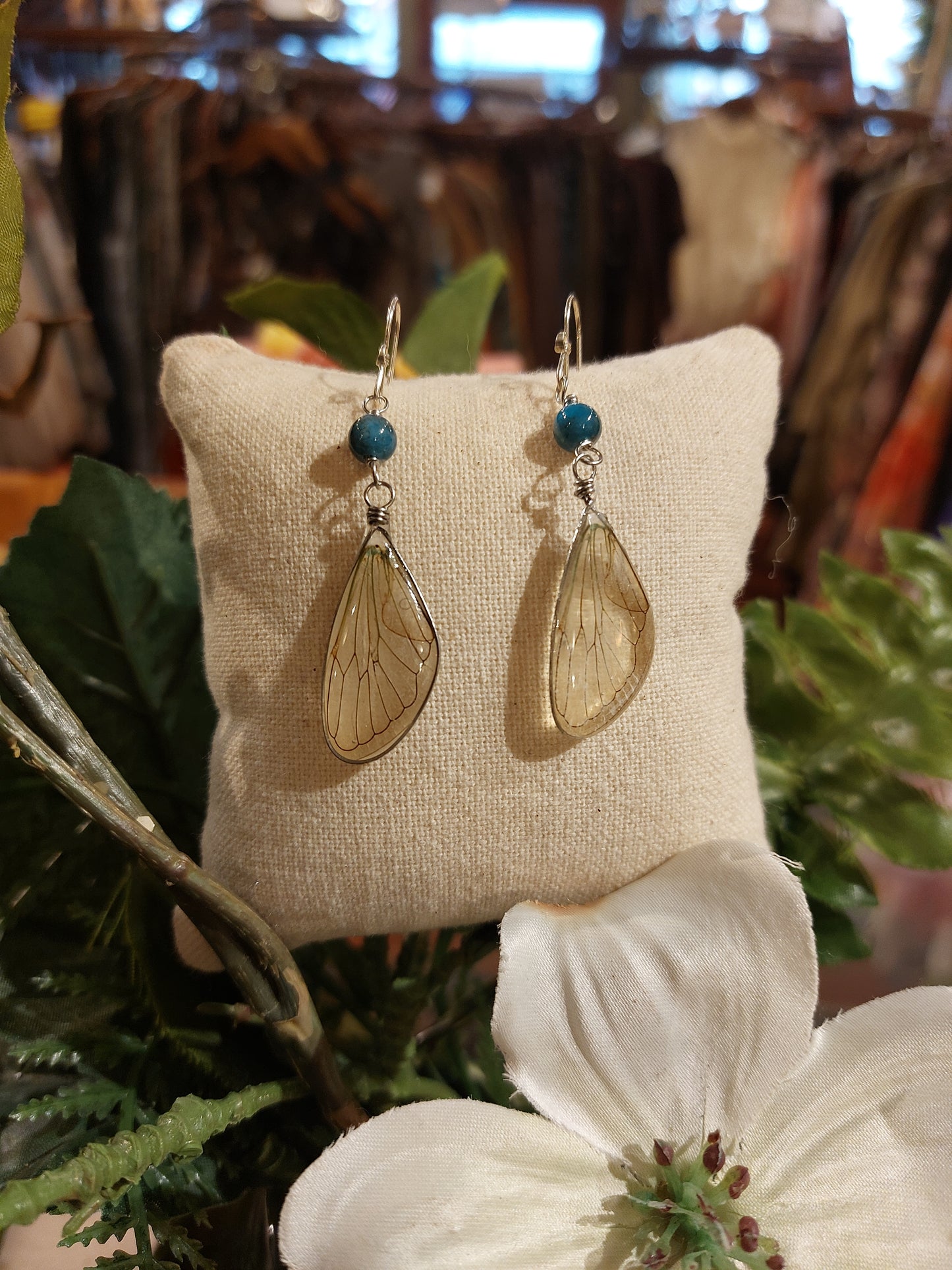 Cicada Wings With Bead Earrings (4) *E255