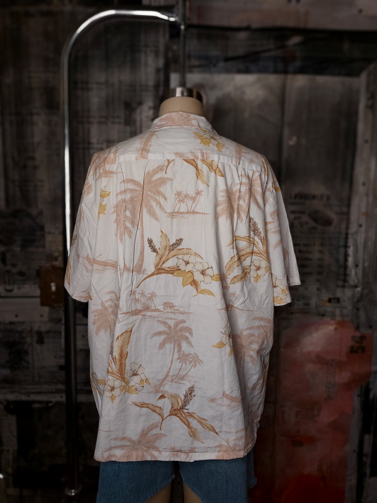Bleached Tropical Shirt - Tan Palms