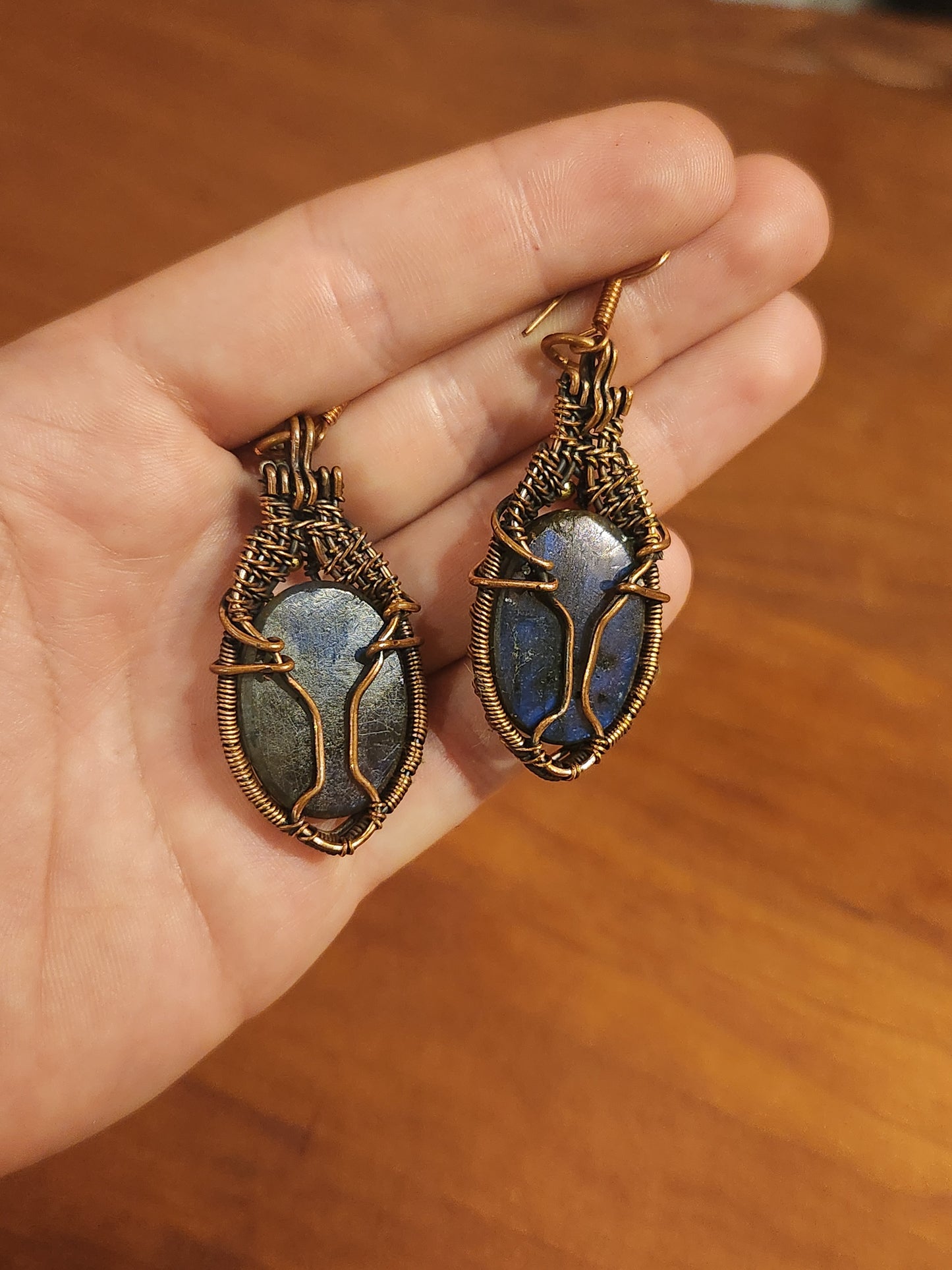 Labradorite Earrings with Copper
