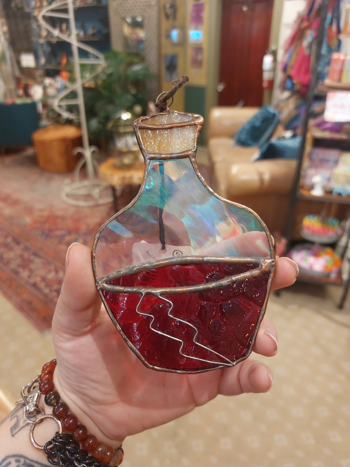 Red Potion Bottle #5 Stained Glass*