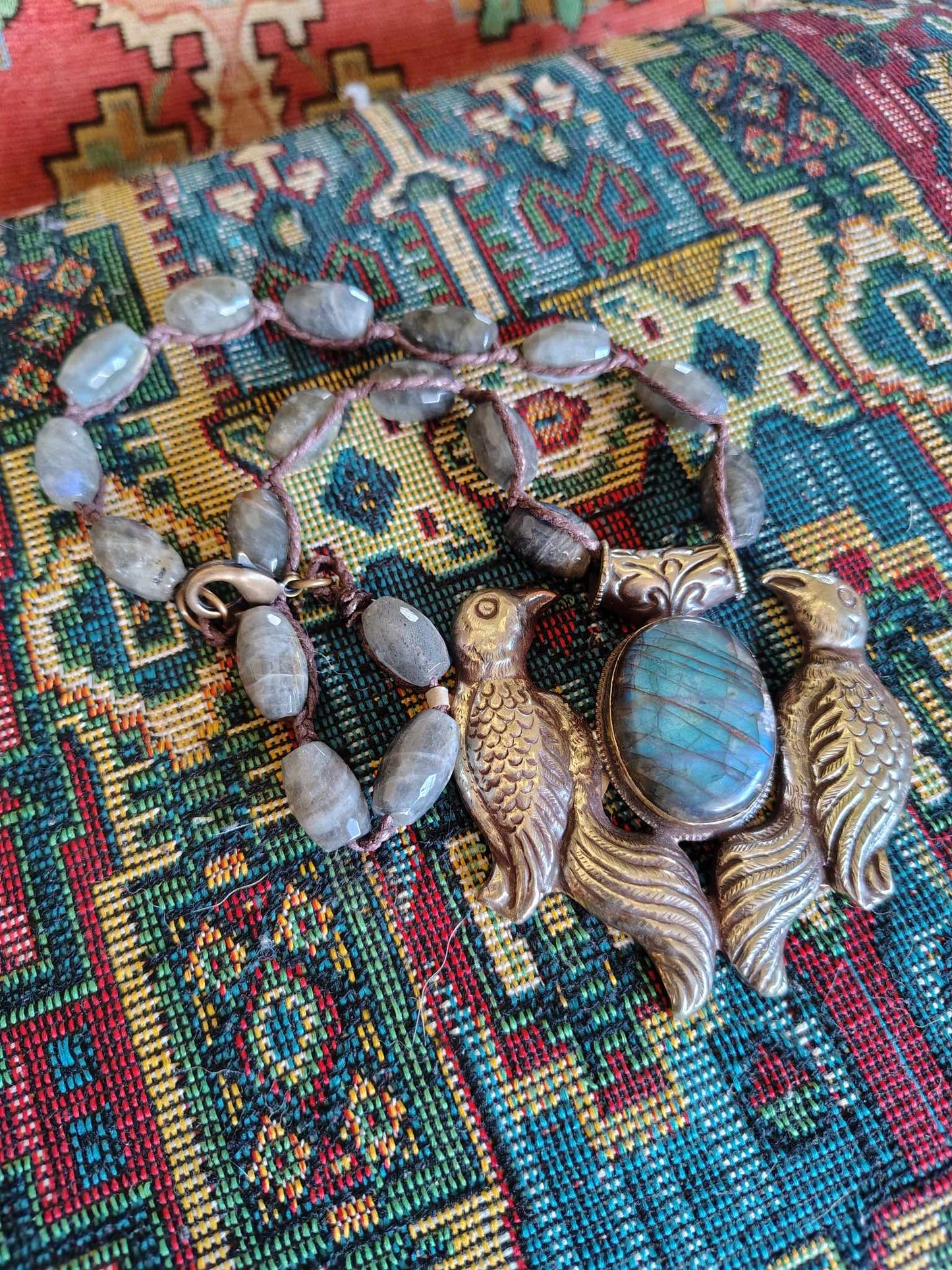 Labradorite Love Birds Necklace