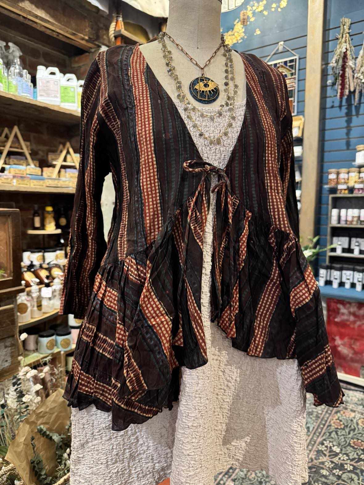 Maya Shrug, 3/4 Sleeve - Dakota Stripe