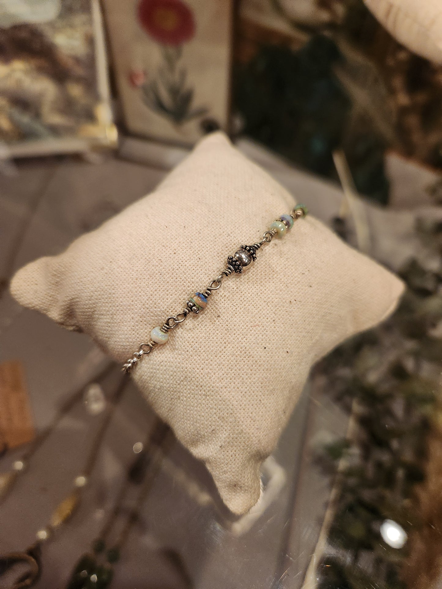 Opal with Sterling Silver Bead Bracelet