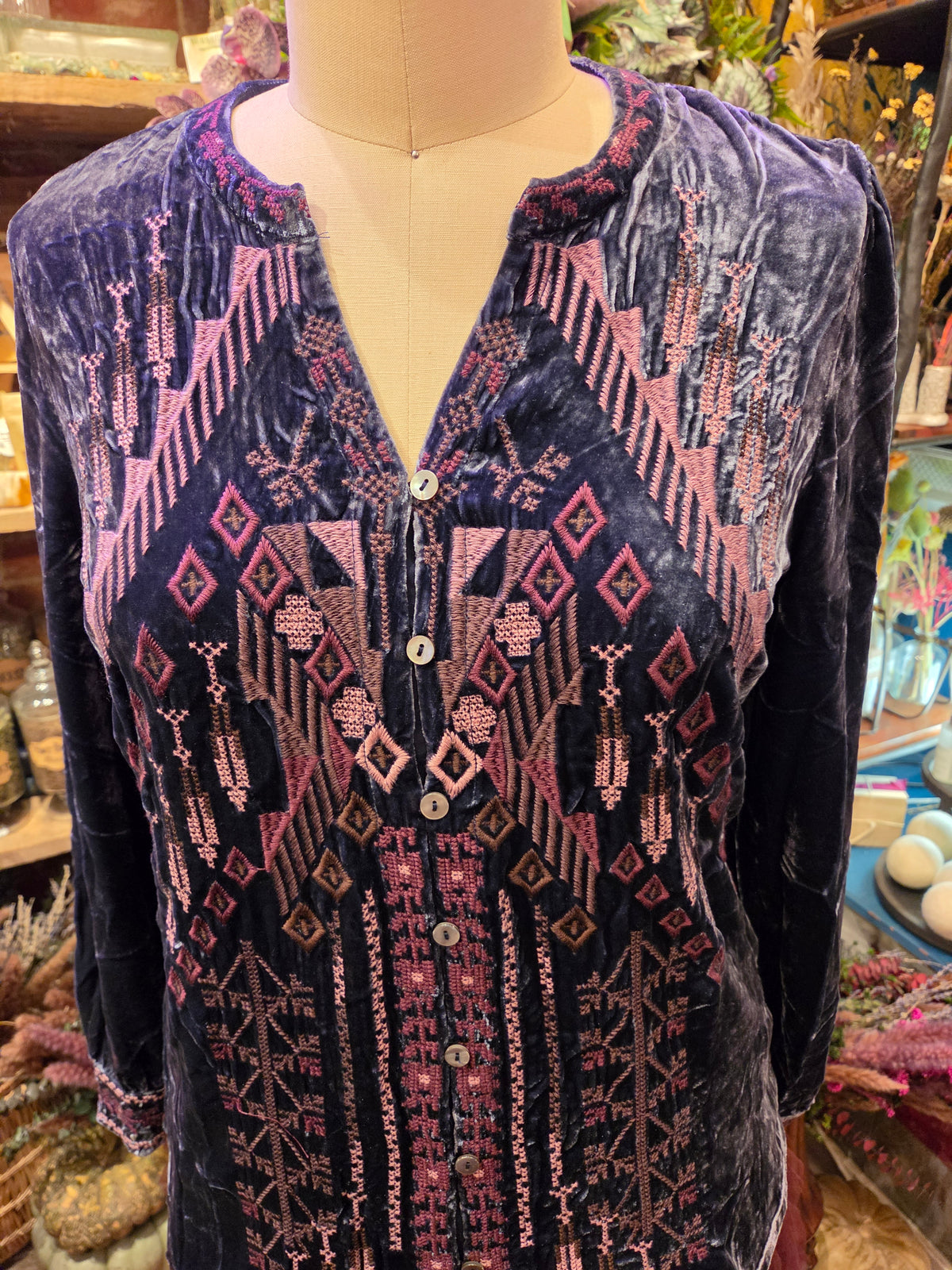 Kyoko- Velvet Button Blouse