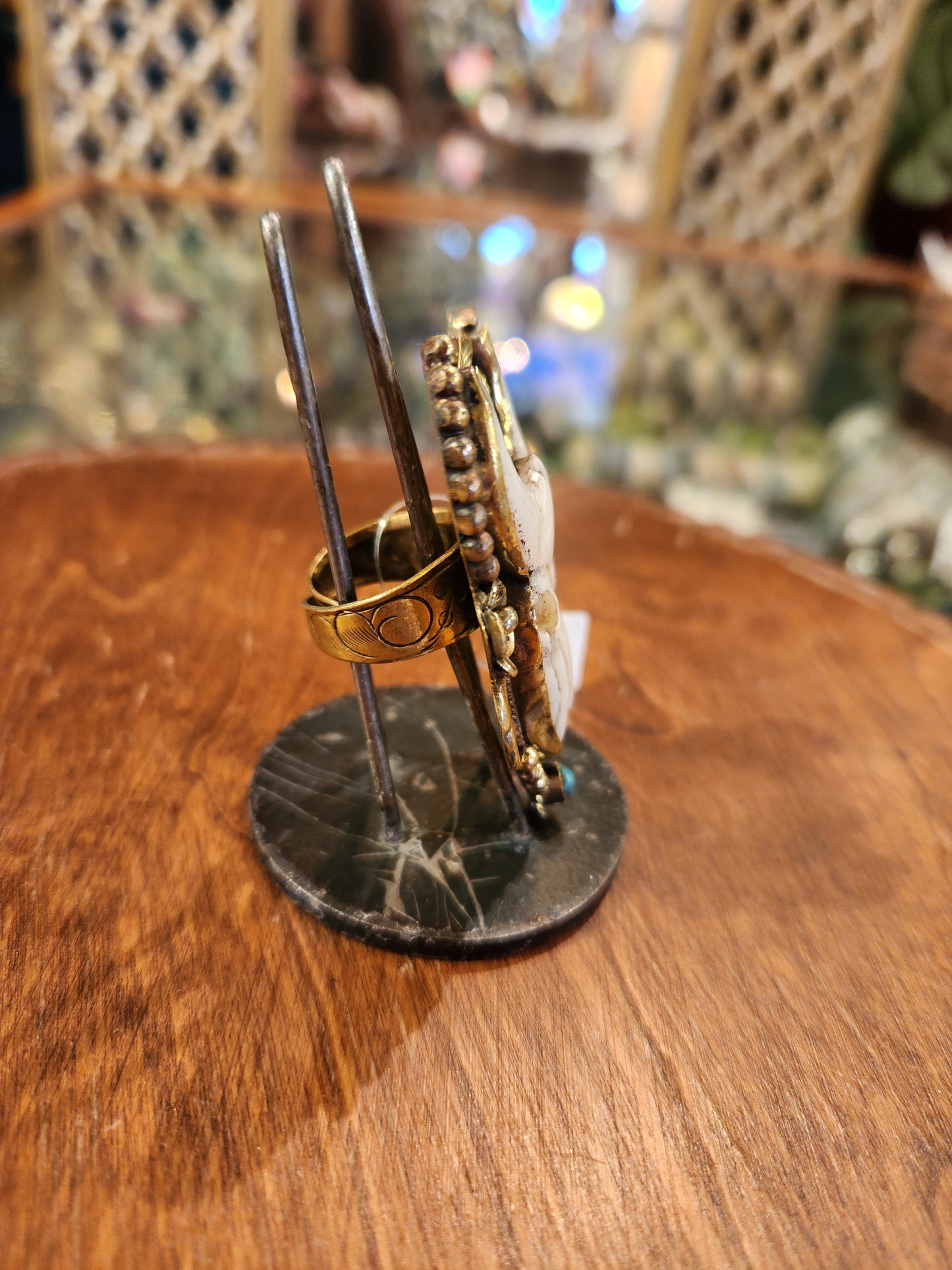 Carved Bone Cow Skull Ring