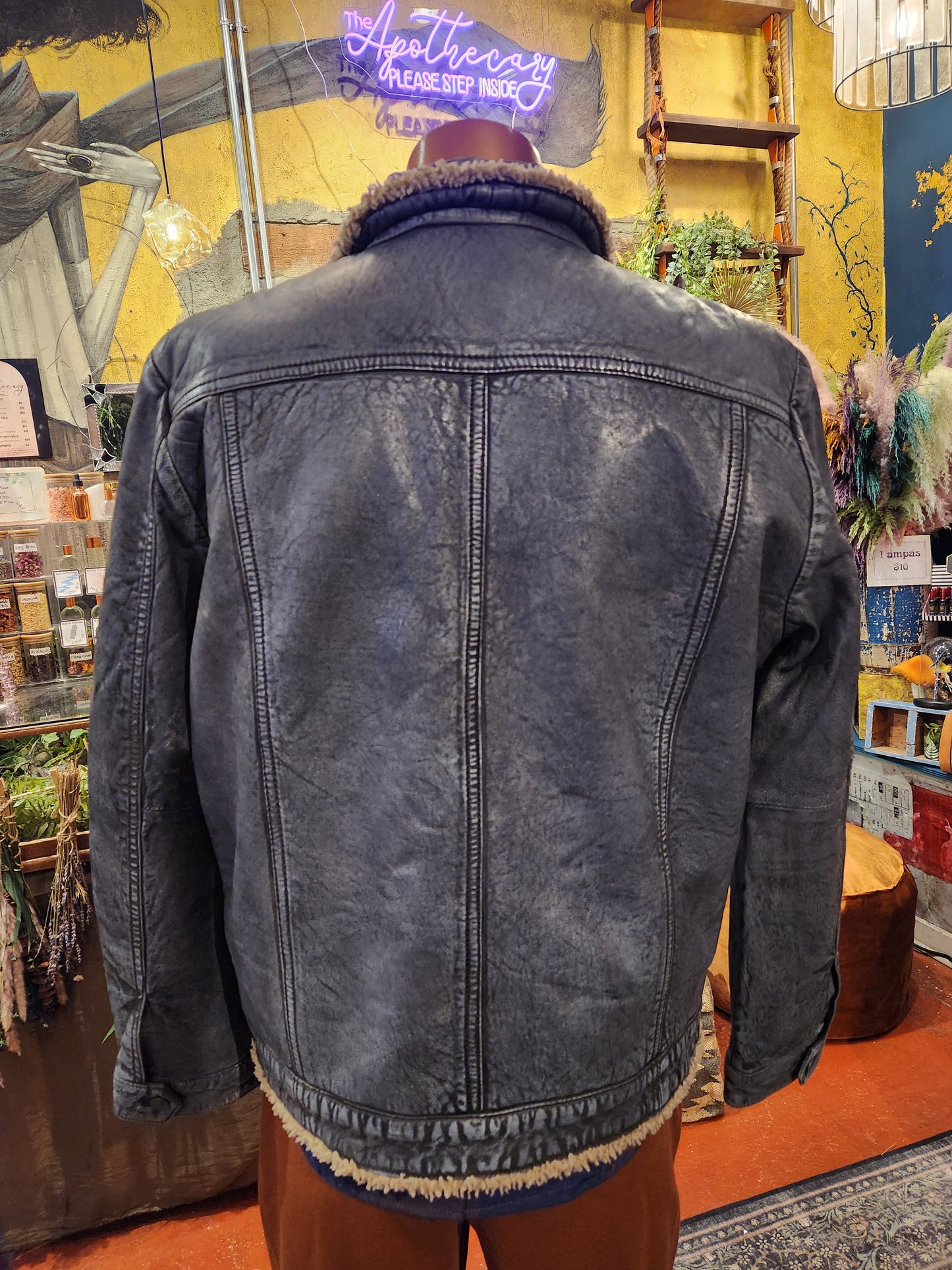 Men's Wyatt UF Leather Jacket - Anthracite Blue