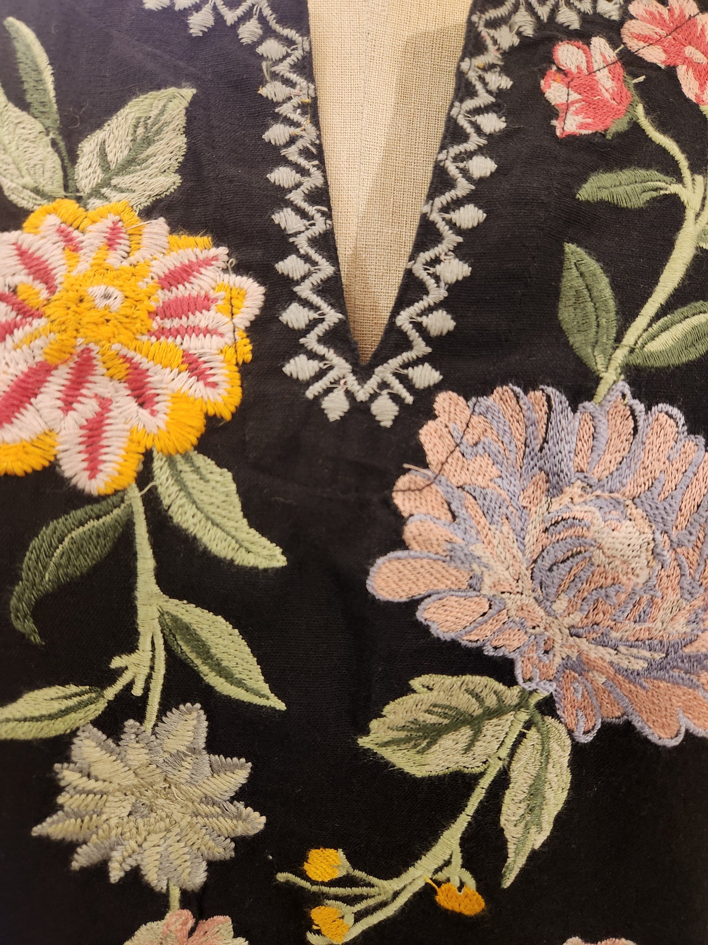 Naomi Flounce Embroidered Dress - Black