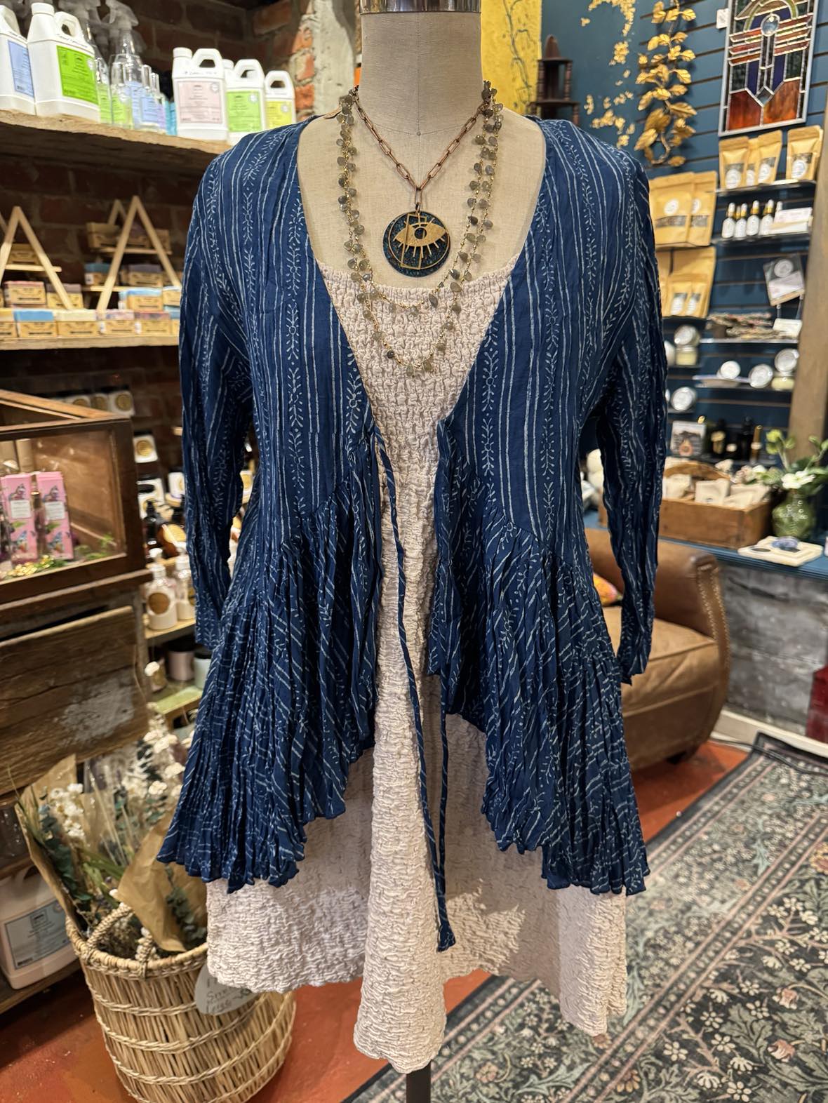 Maya Shrug, 3/4 Sleeve - Willow Stripe