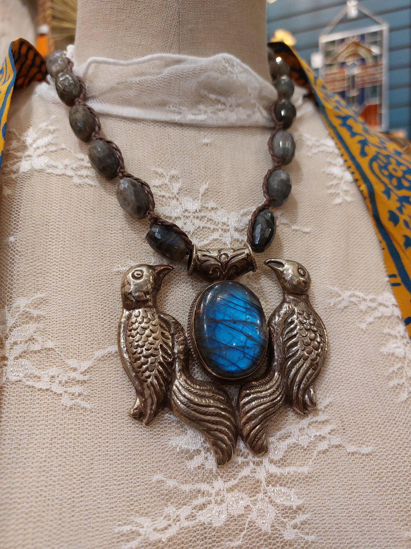 Labradorite Love Birds Necklace