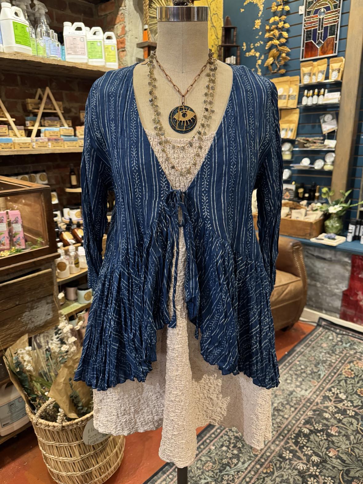 Maya Shrug, 3/4 Sleeve - Willow Stripe