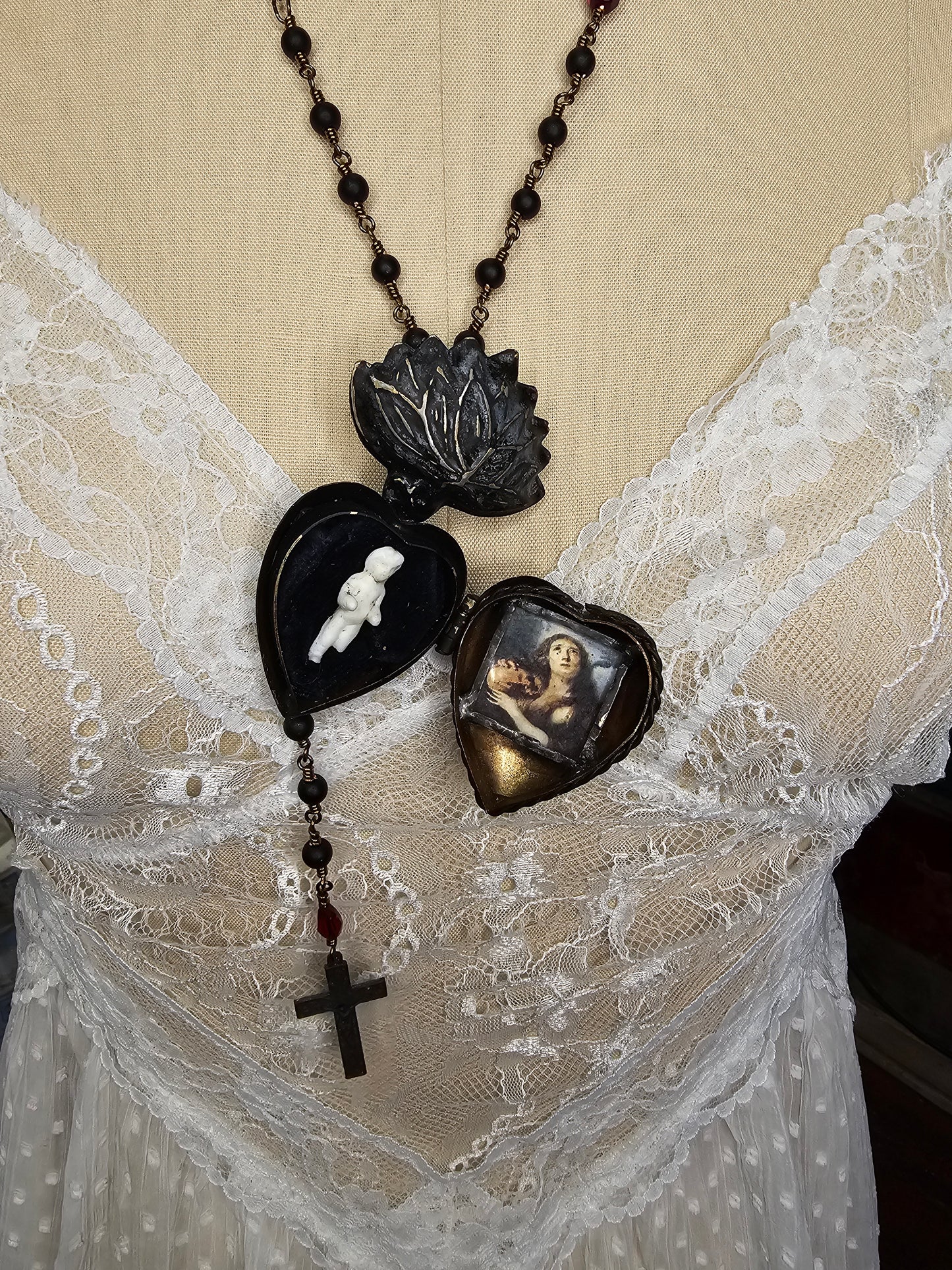 Sacred Heart Locket (Oxidized)