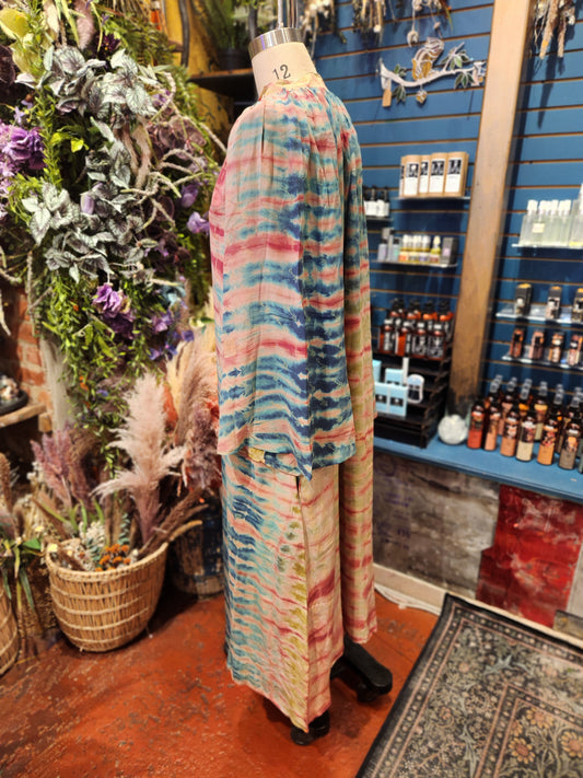 Crepe Sari Woodstock Duster Dress