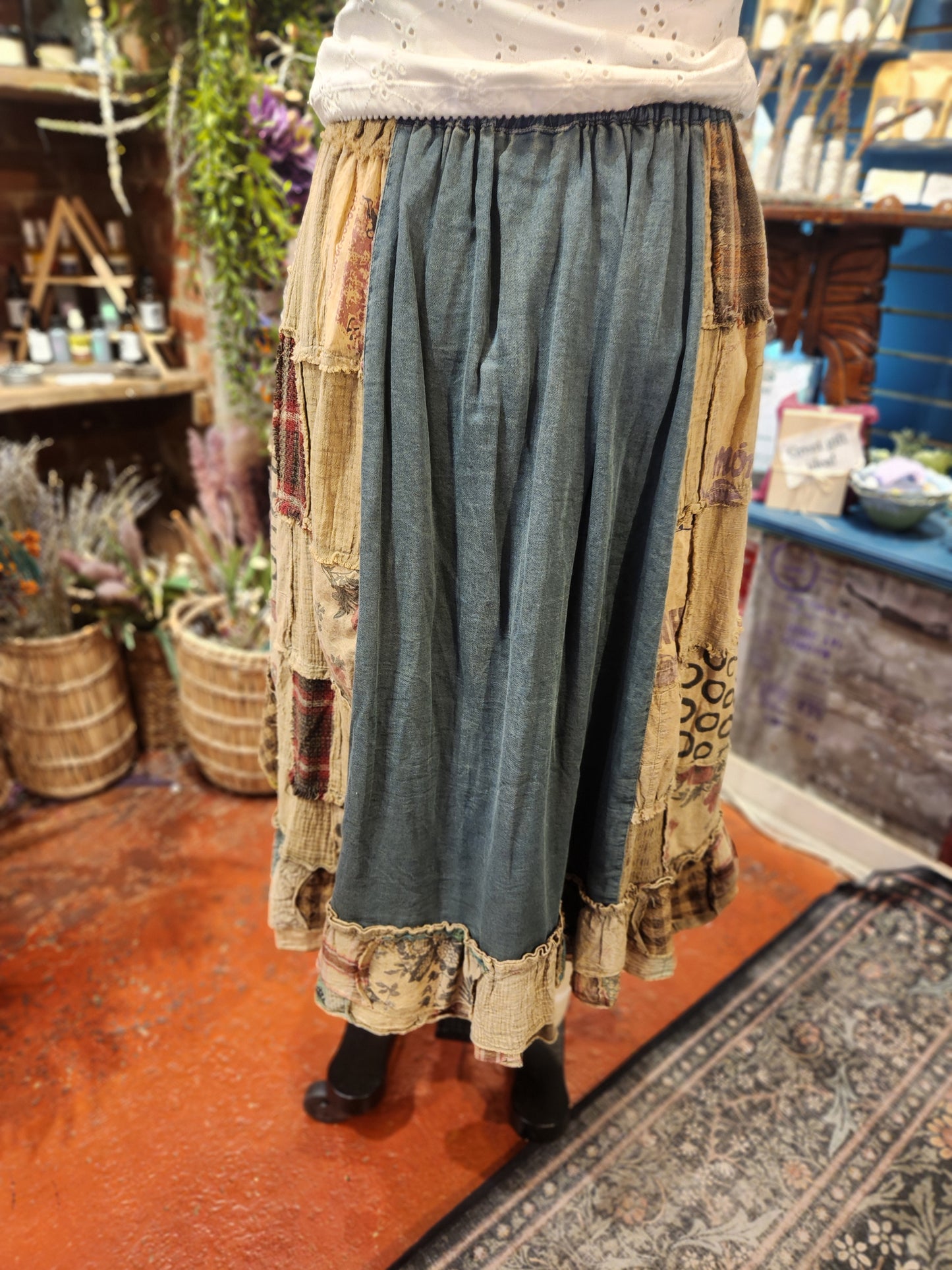 Patchwork Vintage Trim Skirt
