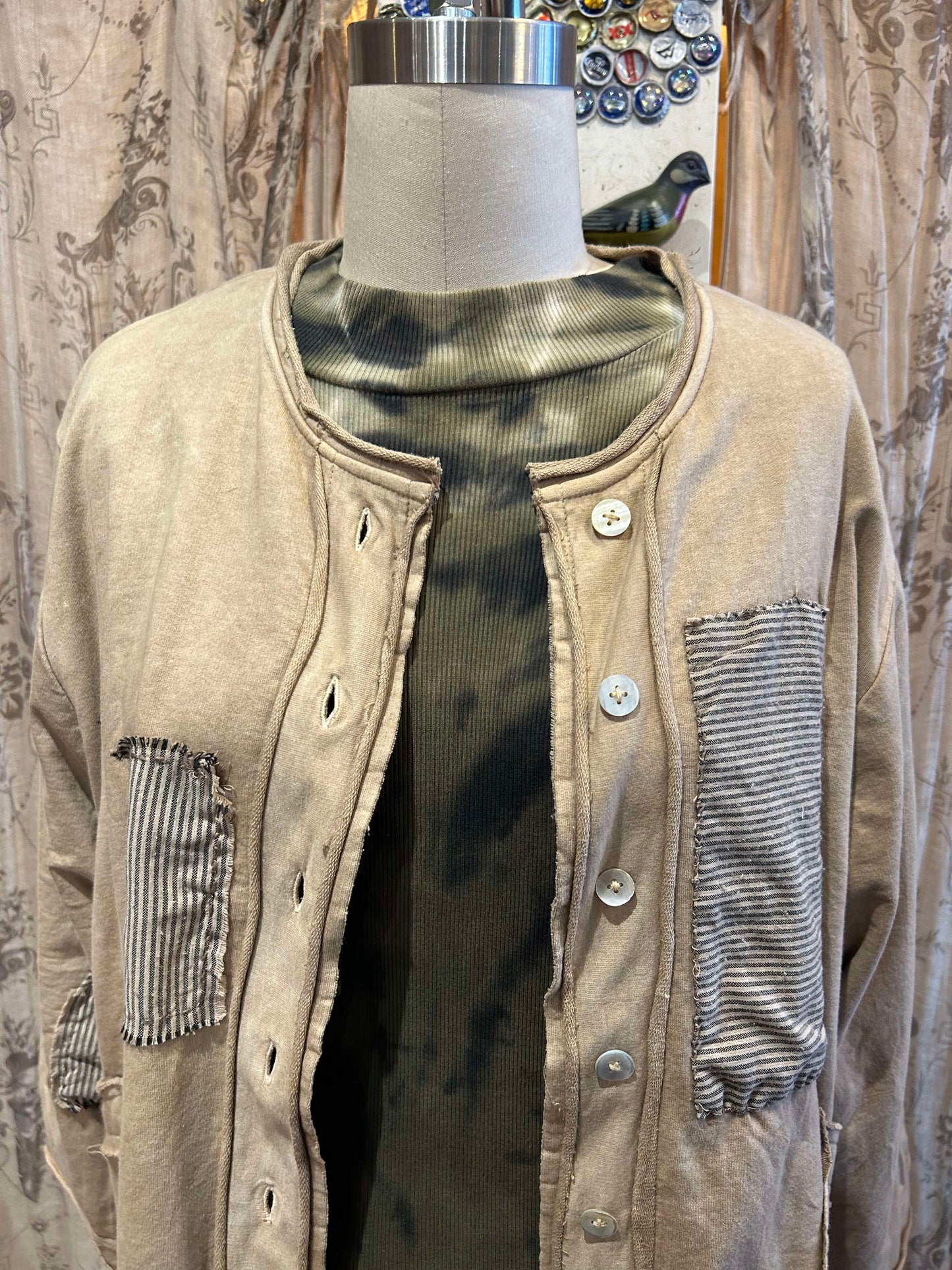 Patchwork Jacket with Ties