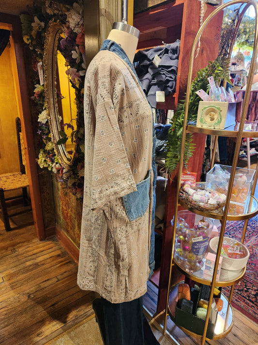 One Size Long Cardigan - Sand Bandana