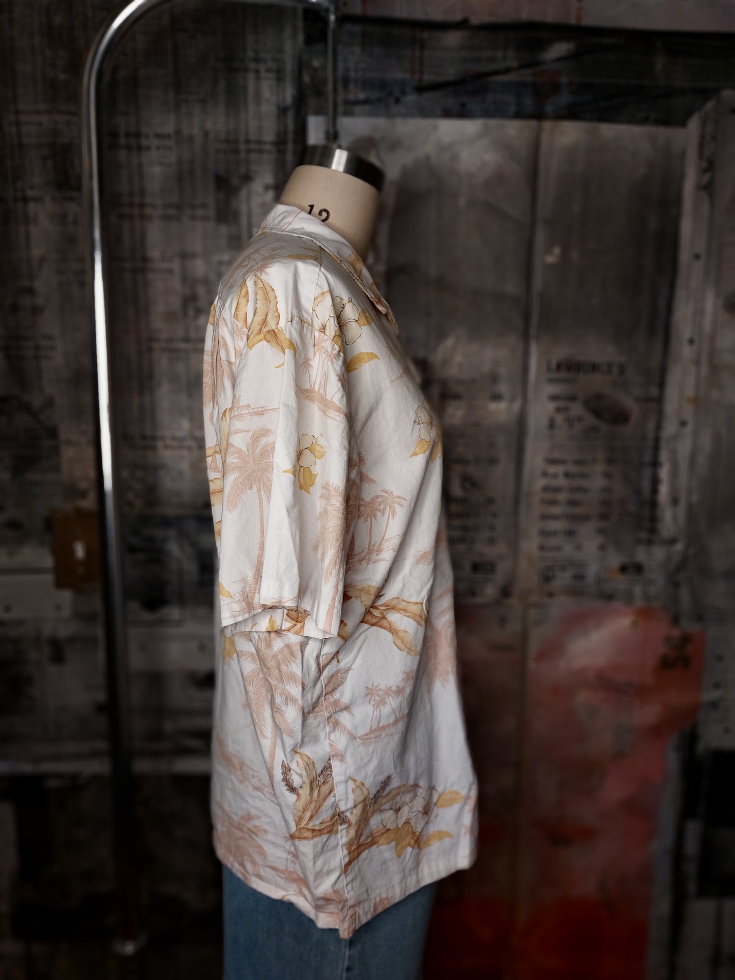 Bleached Tropical Shirt - Tan Palms