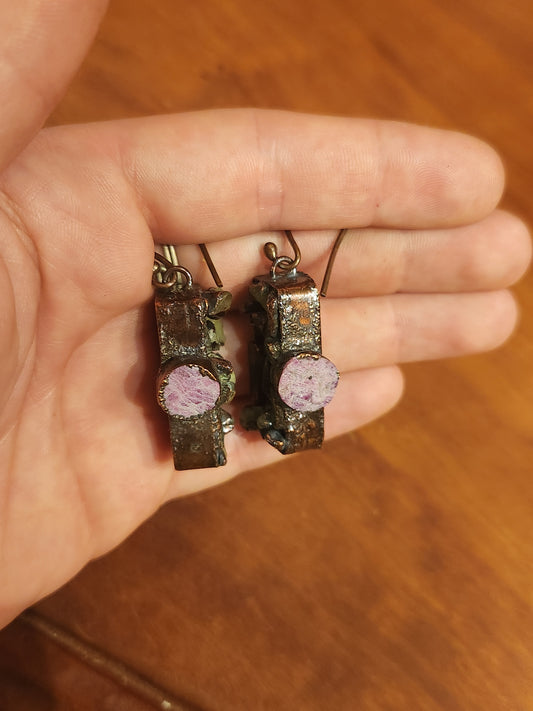 Pink and Green Tourmaline Earrings