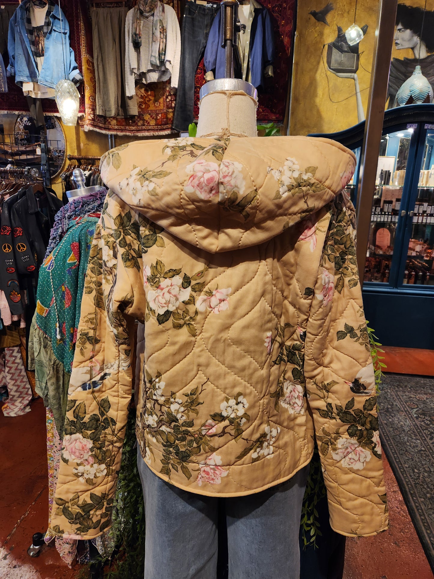 OOAK Tan Hooded Quilt Jacket