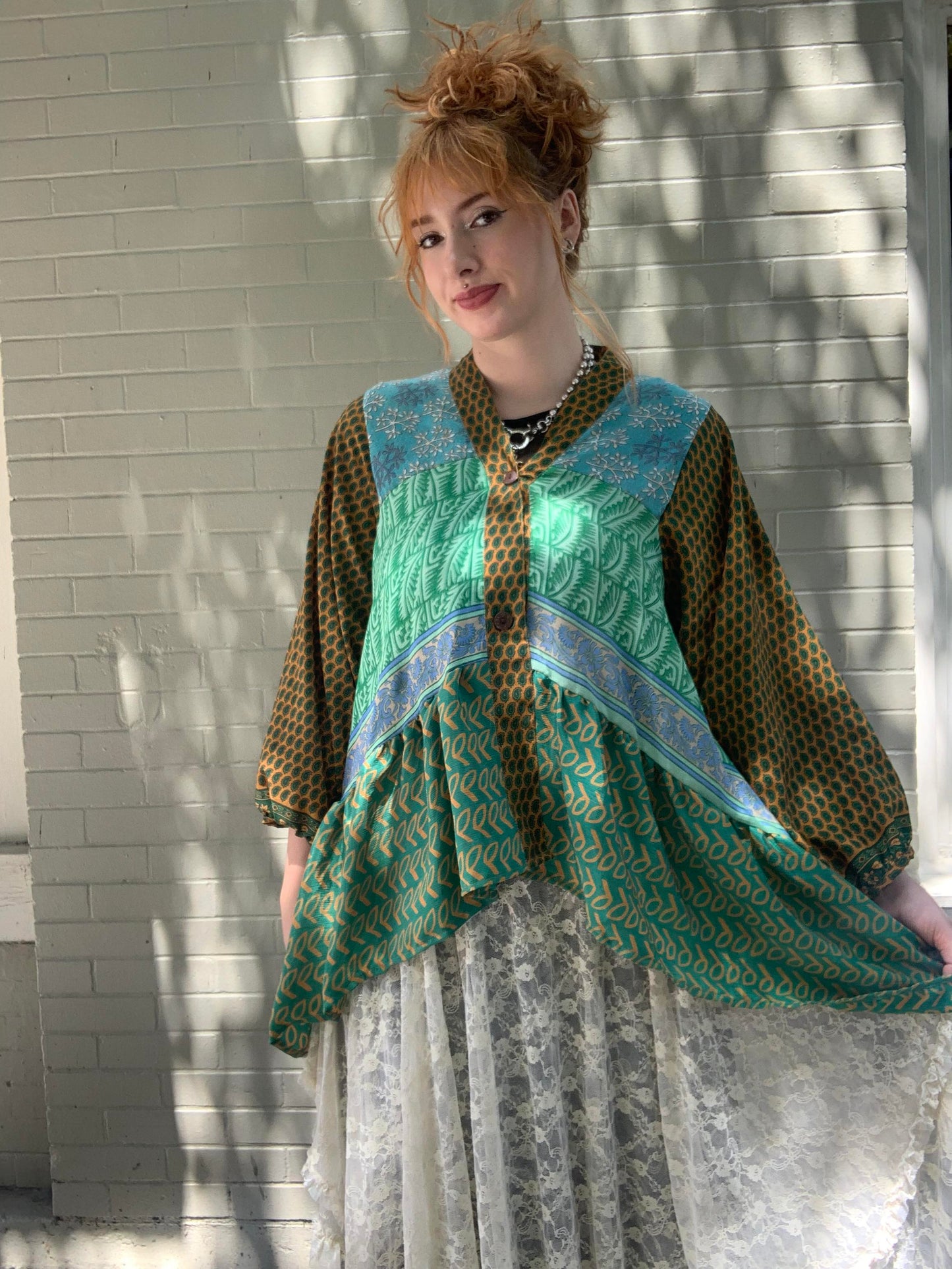 Sari Smock Shirt-Sweet Grass - La De Da