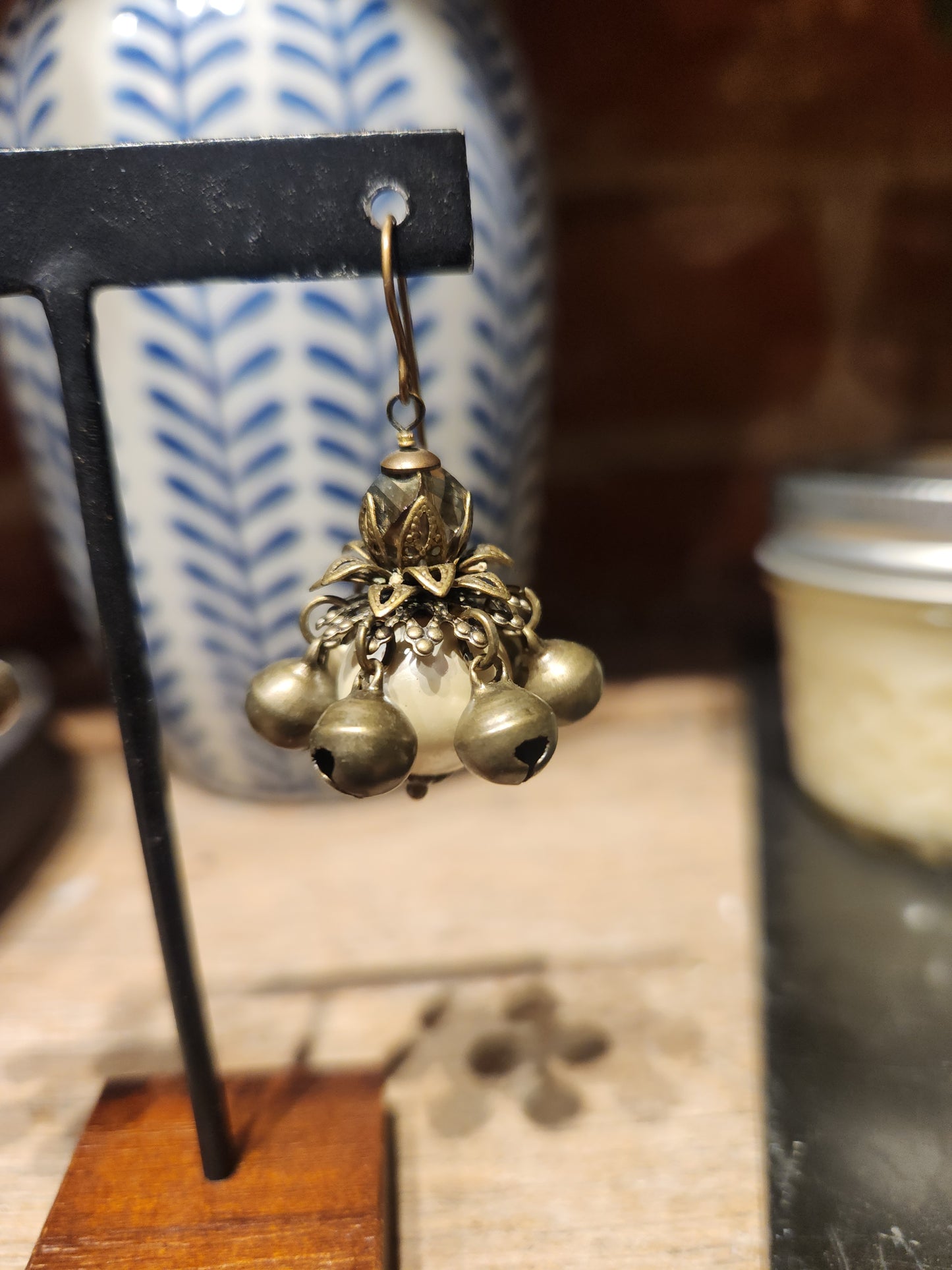 Pearl Lotus Bell Earrings