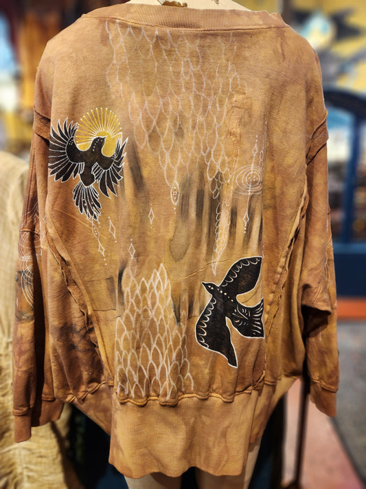 Bird of the Sun Paper Lace Custom Dyed Sweatshirt - Vaylmith