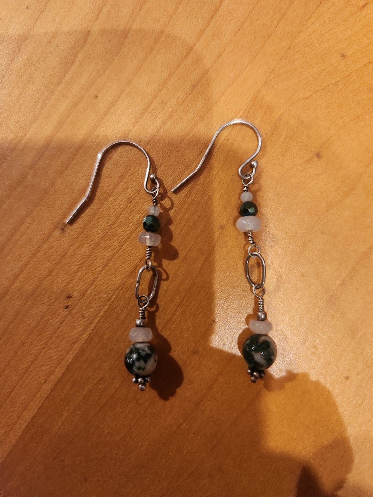 Beaded Drop Earrings - Sterling Silver