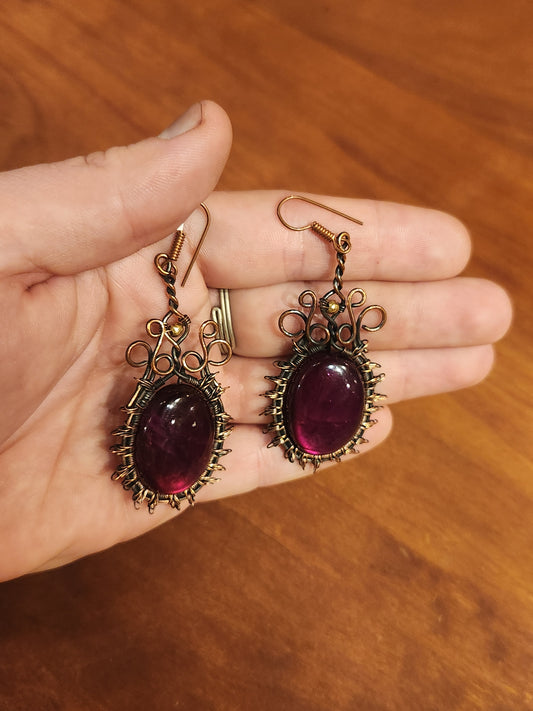 Purple Fire Labradorite Copper Earrings