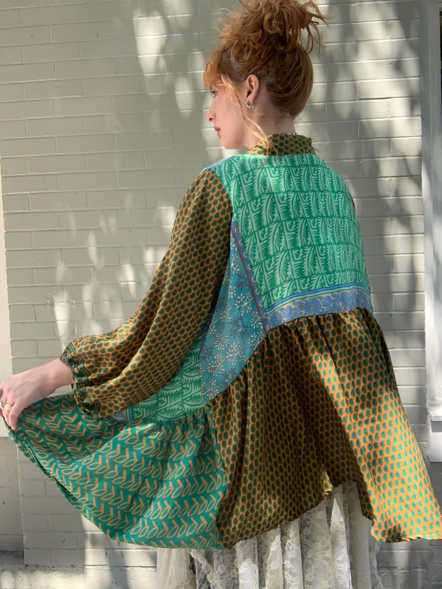 Sari Smock Shirt-Sweet Grass - La De Da