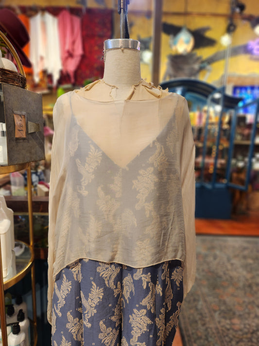 Silk Blend Sheer Cape