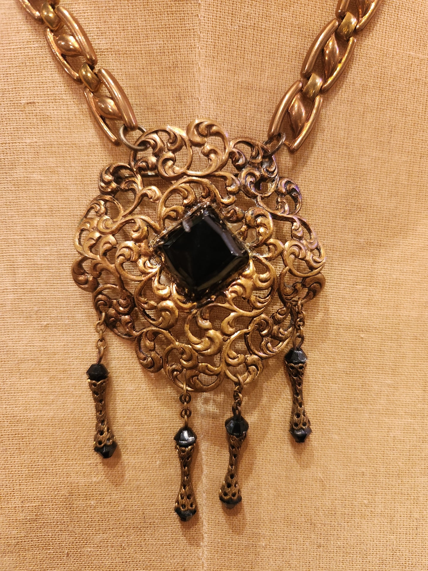 OOAK Vintage Chain with Vintage Victorian Brooch