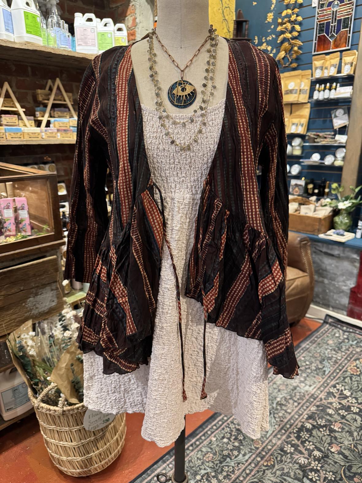 Maya Shrug, 3/4 Sleeve - Dakota Stripe