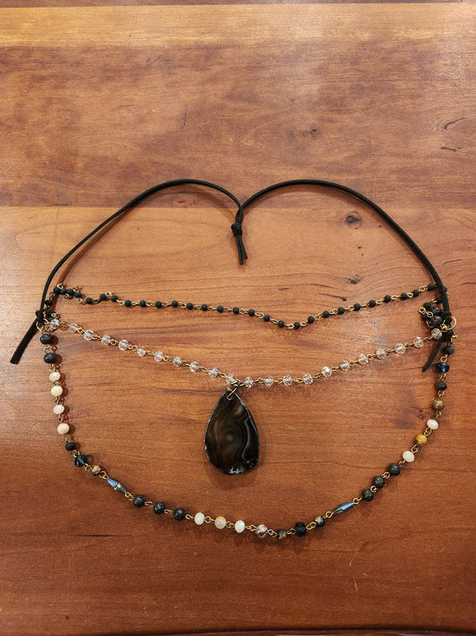 Gemstone Triple Layer Switch It Length Necklace