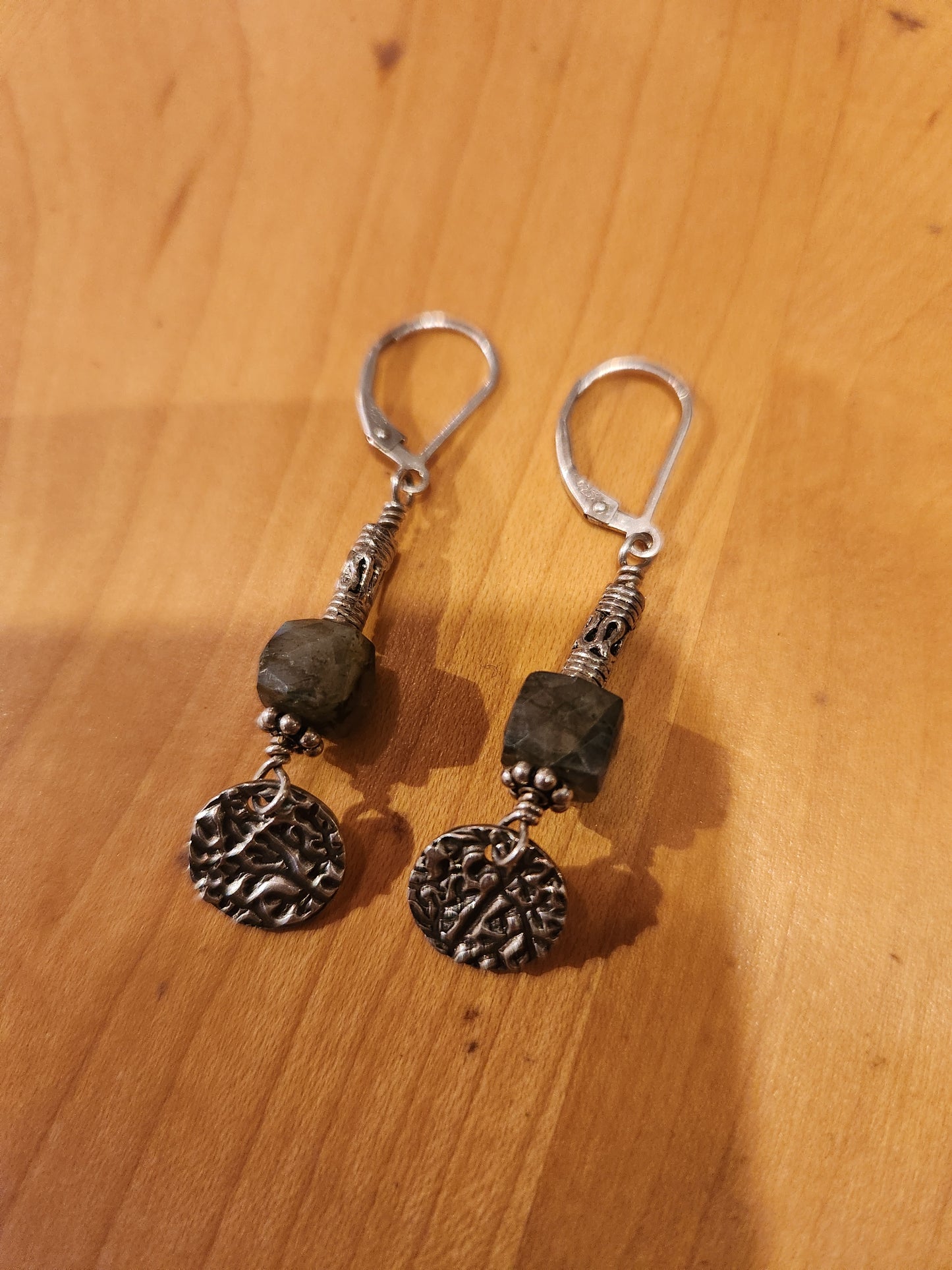 Textured Drop Earrings - Sterling Silver