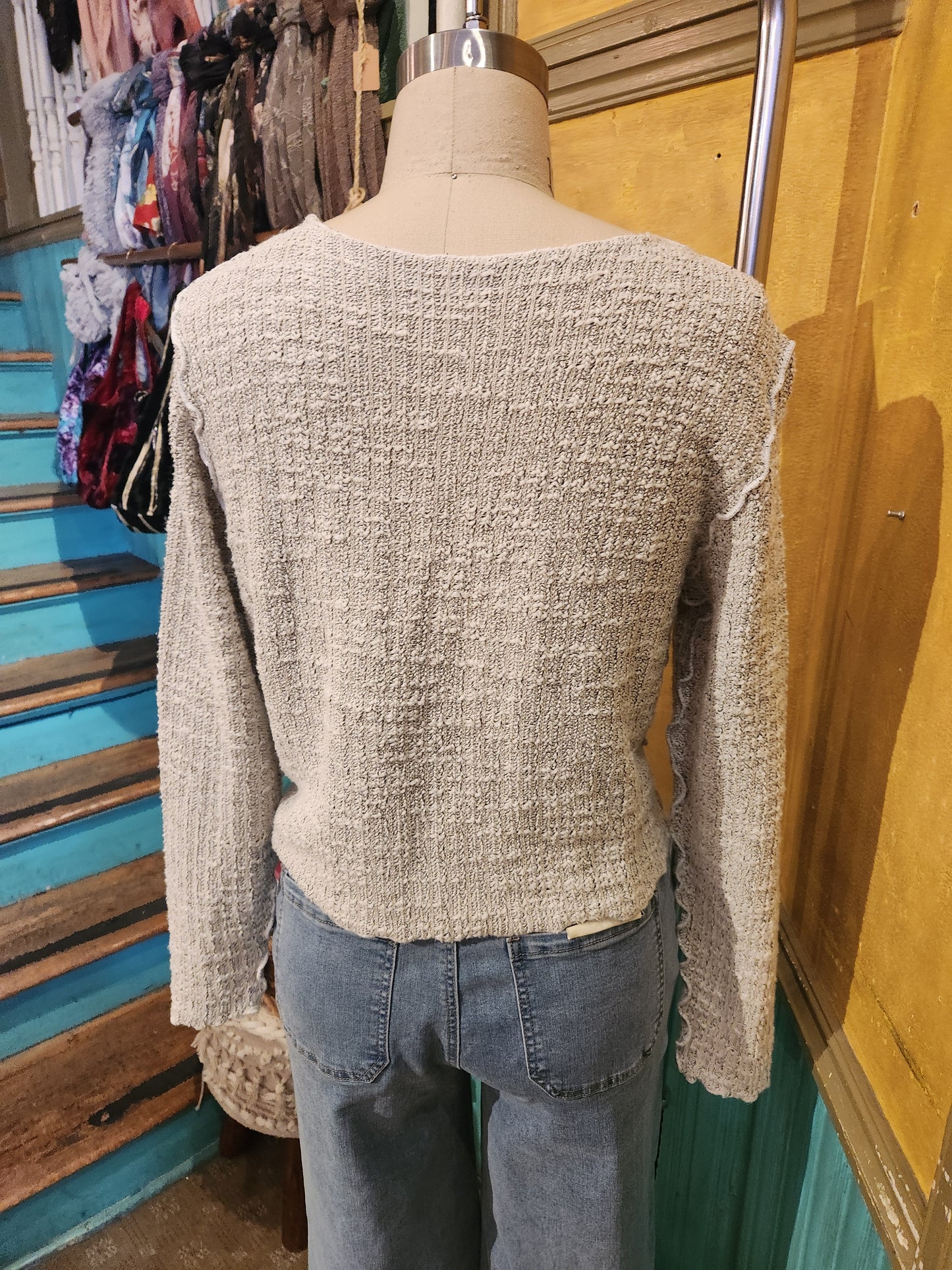 Crop Textured Cardigan - Sweater Knit