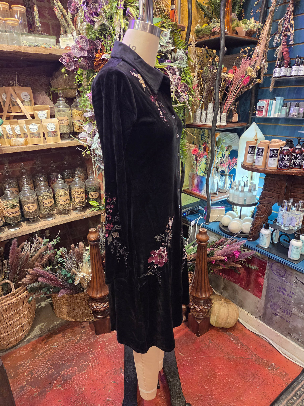 Velour Knit Shirt Dress