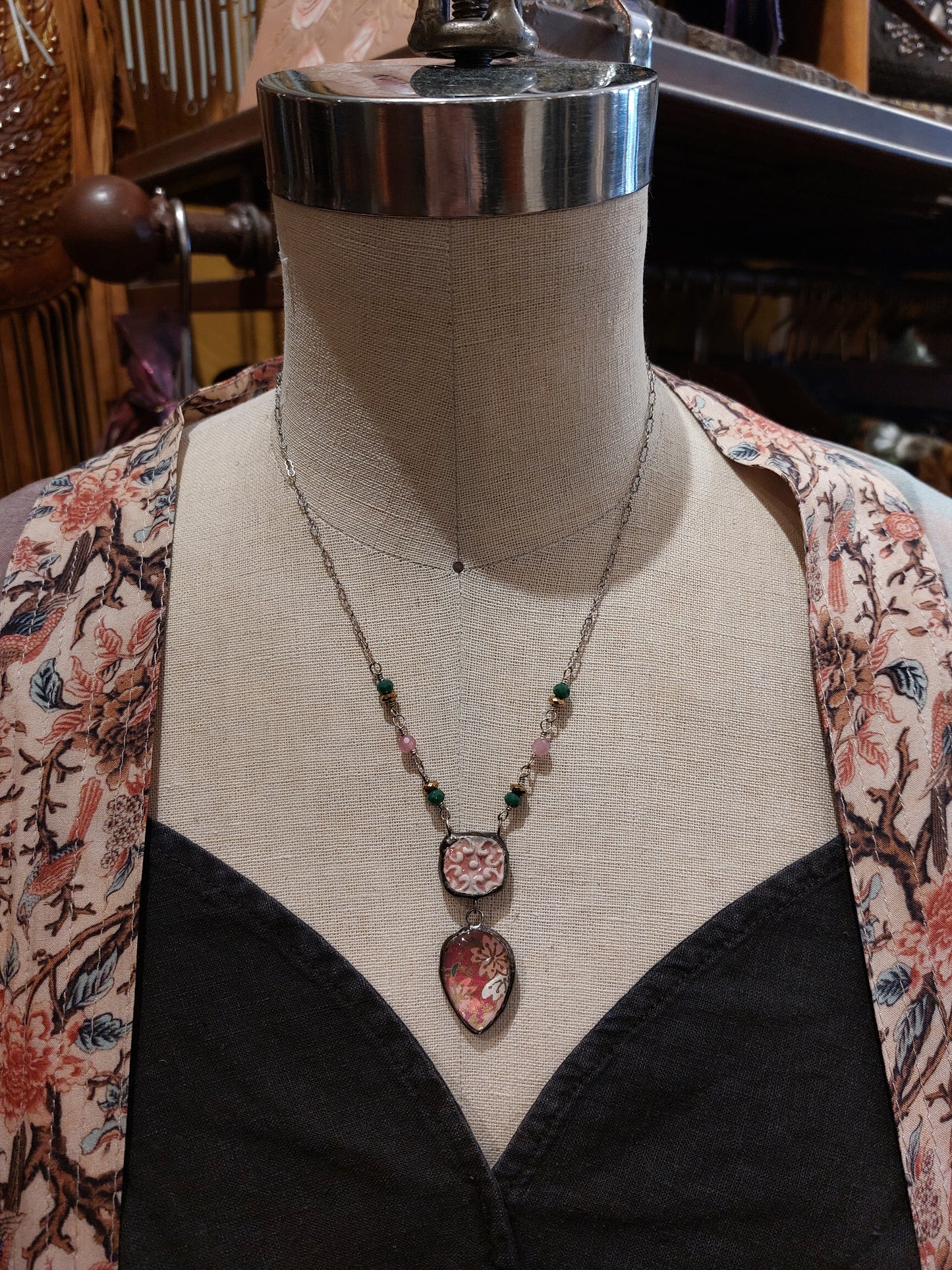 Ceramic With Origami Under Glass Drop (1) *N236