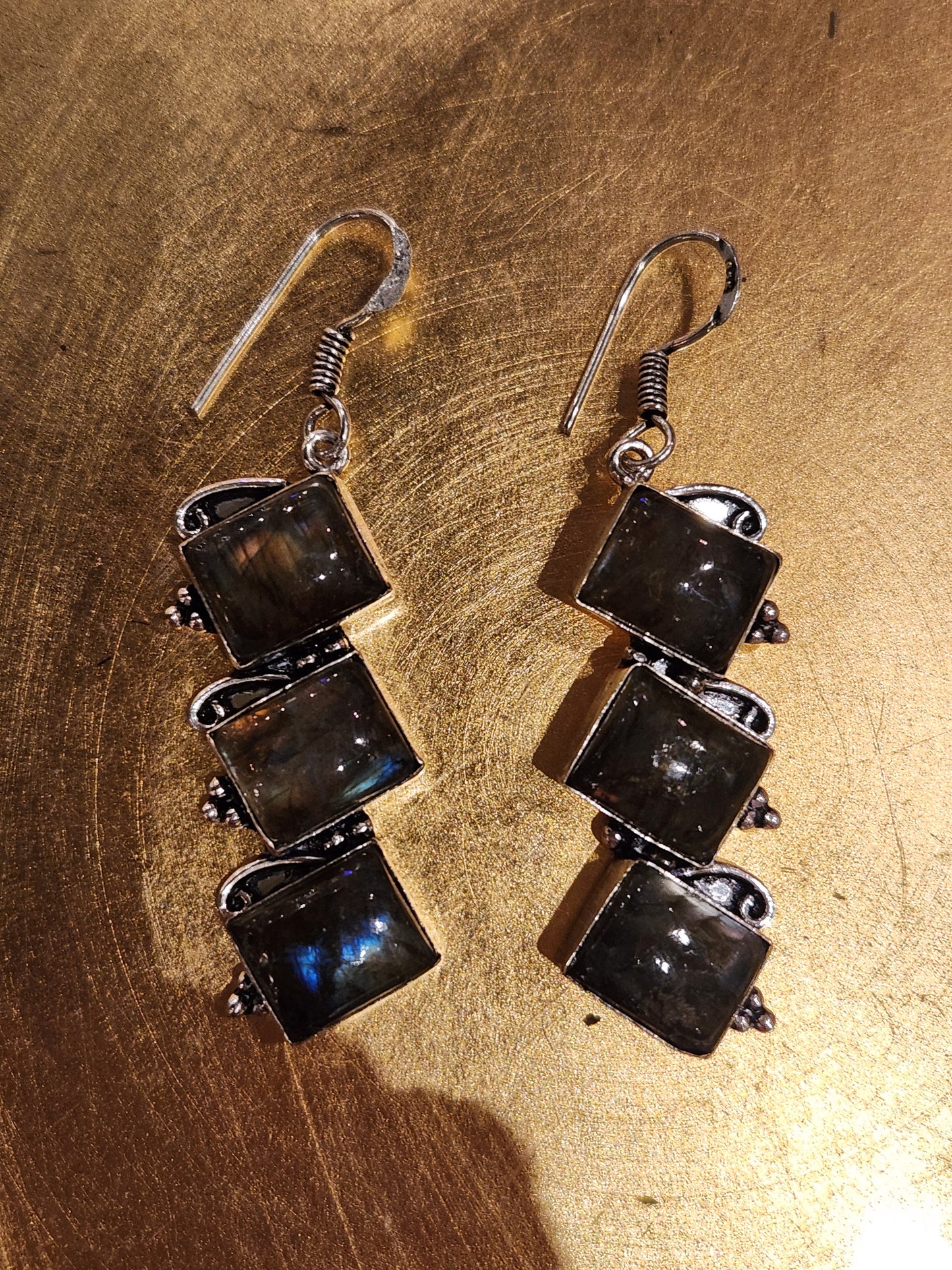 Labradorite Trio Dangle Earrings