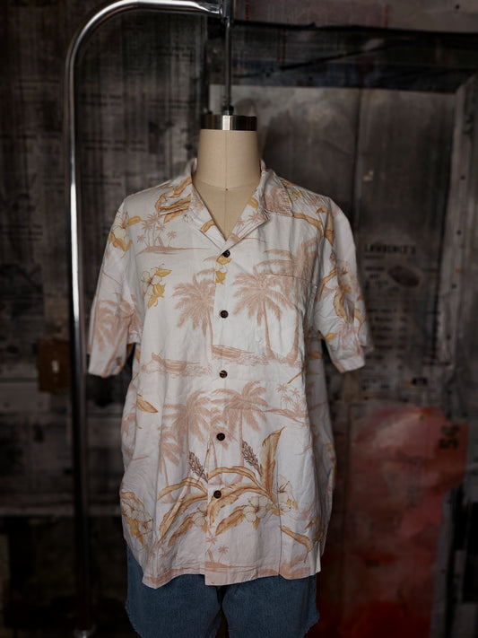 Bleached Tropical Shirt - Tan Palms