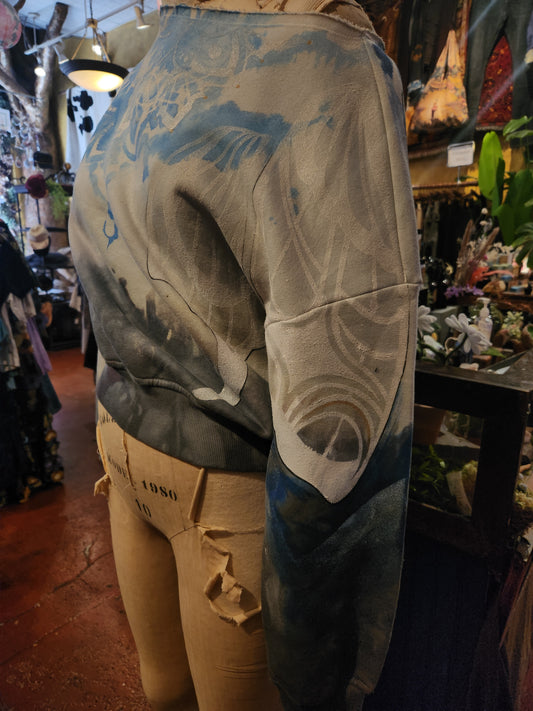 Moody Blue Off the Shoulder Sweatshirt - Heather Bro