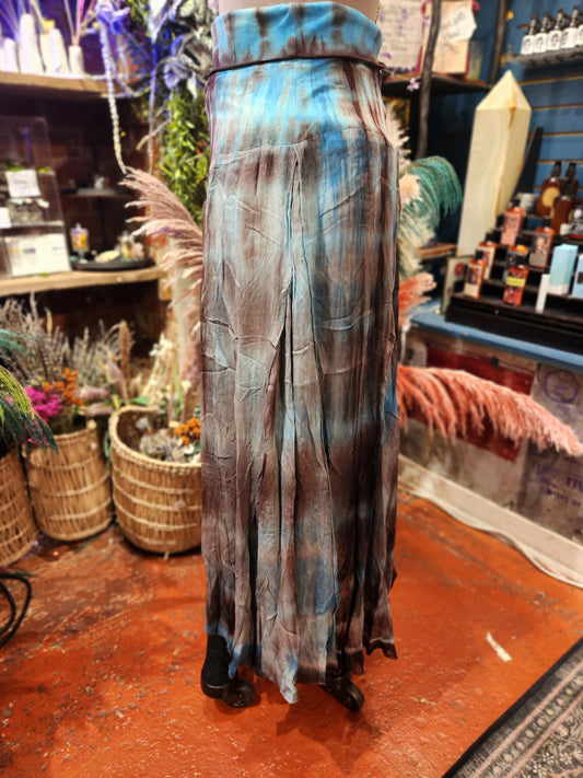 Brown/Turquoise - Tie Dye Maxi Skirt