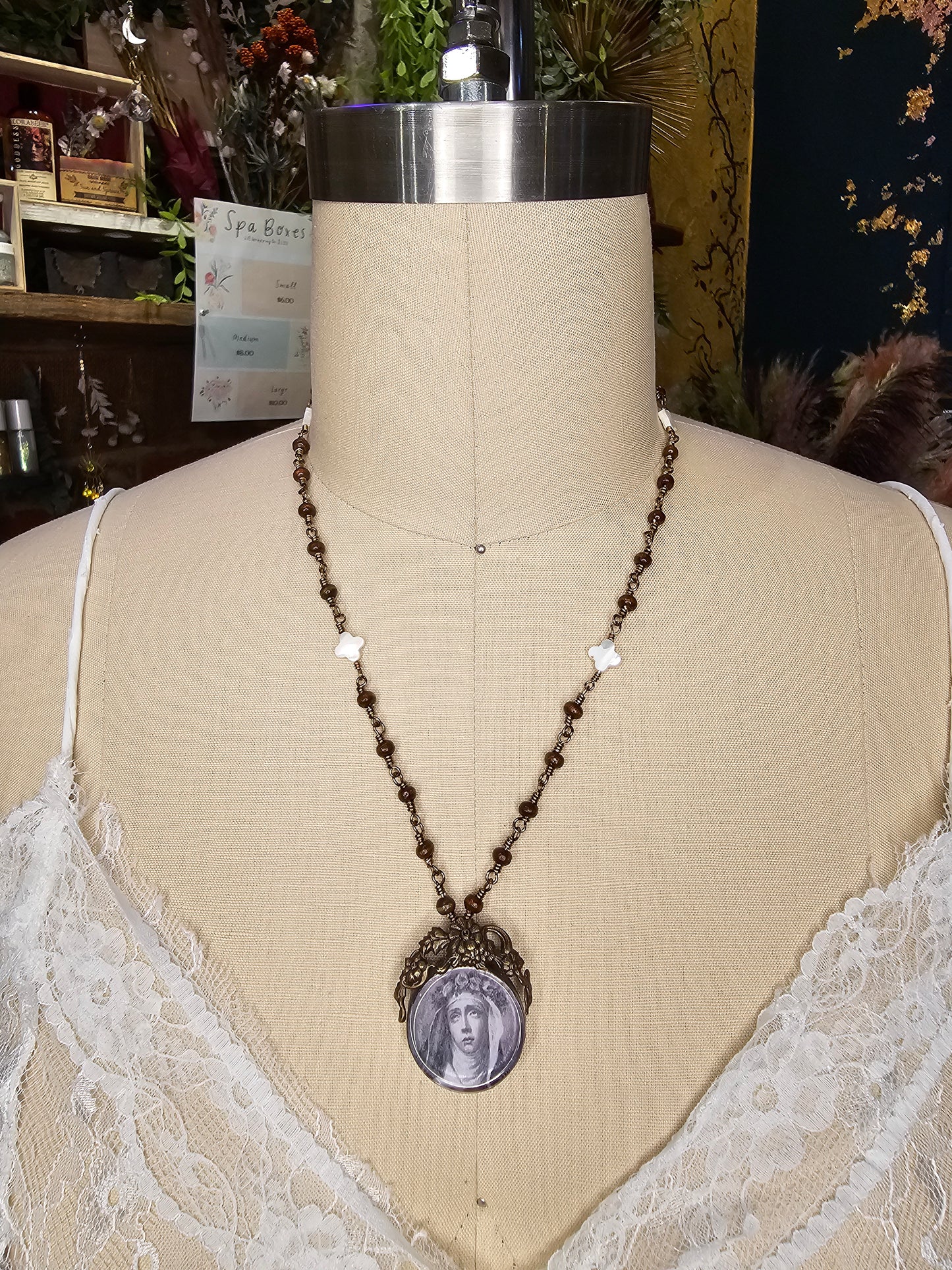 Virgin Mary Beaded Necklace