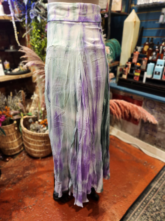 Green/Purple - Tie Dye Maxi Skirt