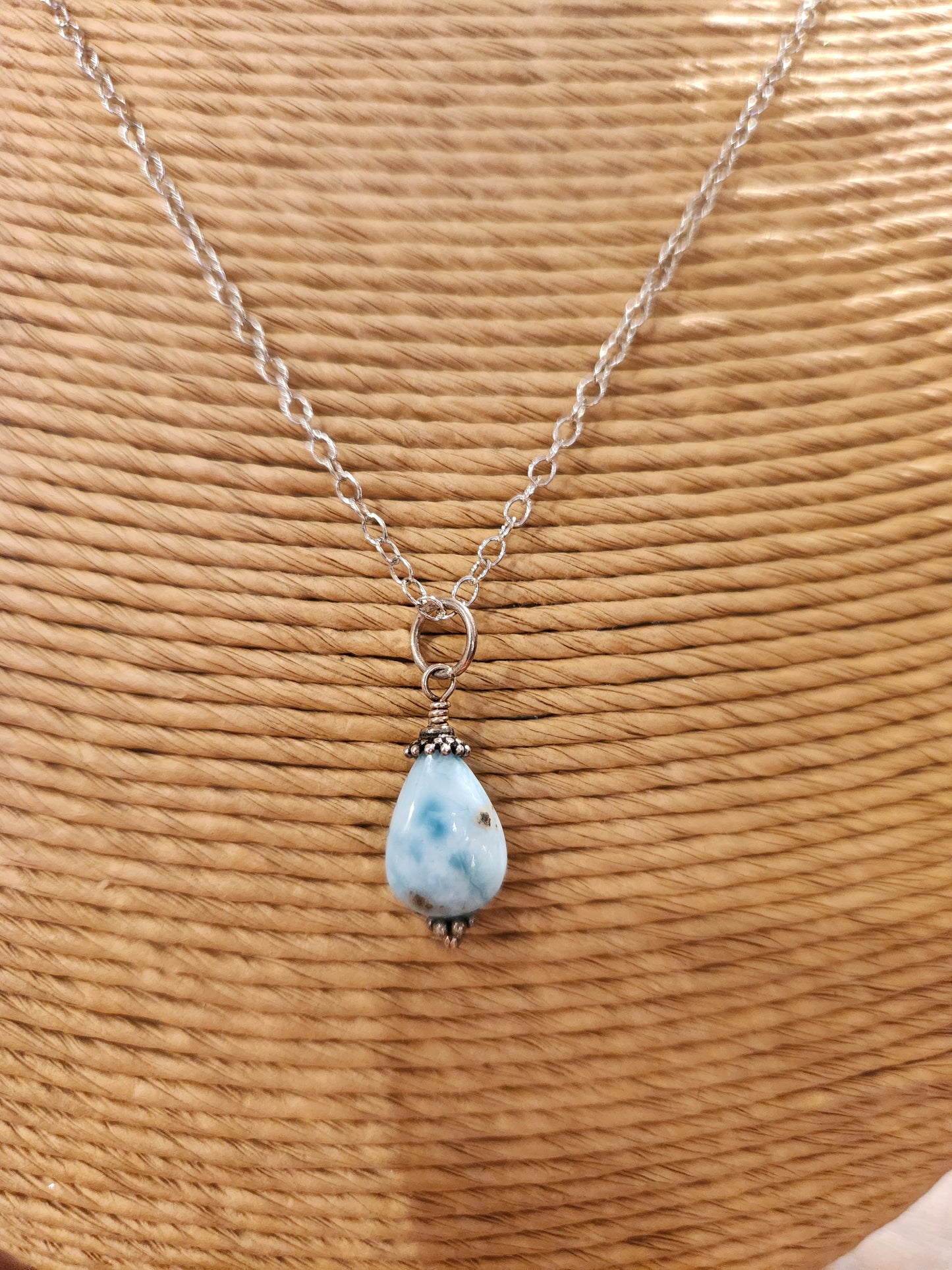 Larimar Drop Sterling Silver Necklace