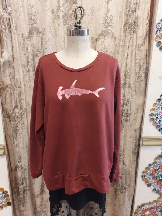 Maroon Bleach Dyed Shark Sweatshirt