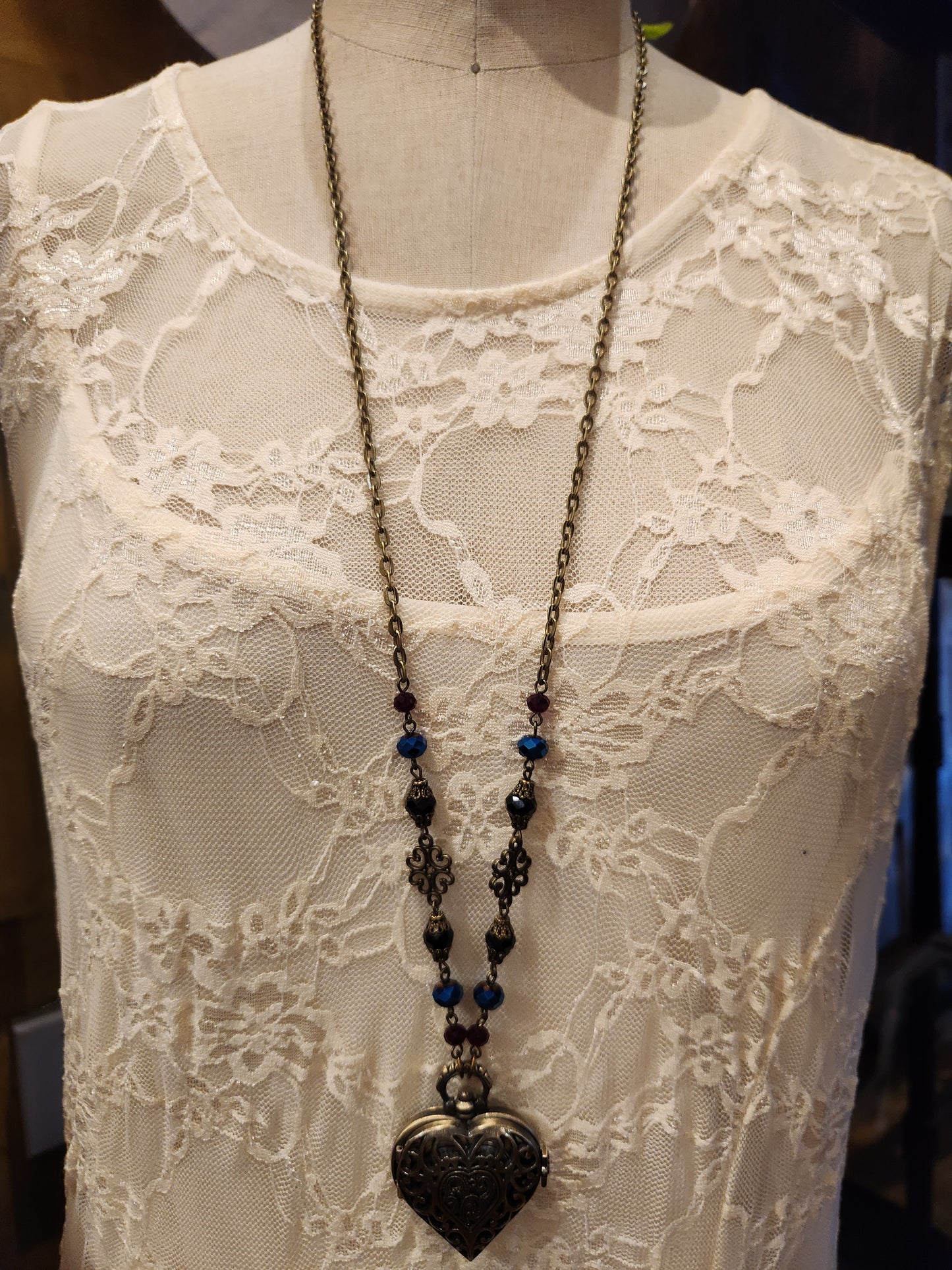 Victorian Style Pocket Watch Necklace | Heart Locket