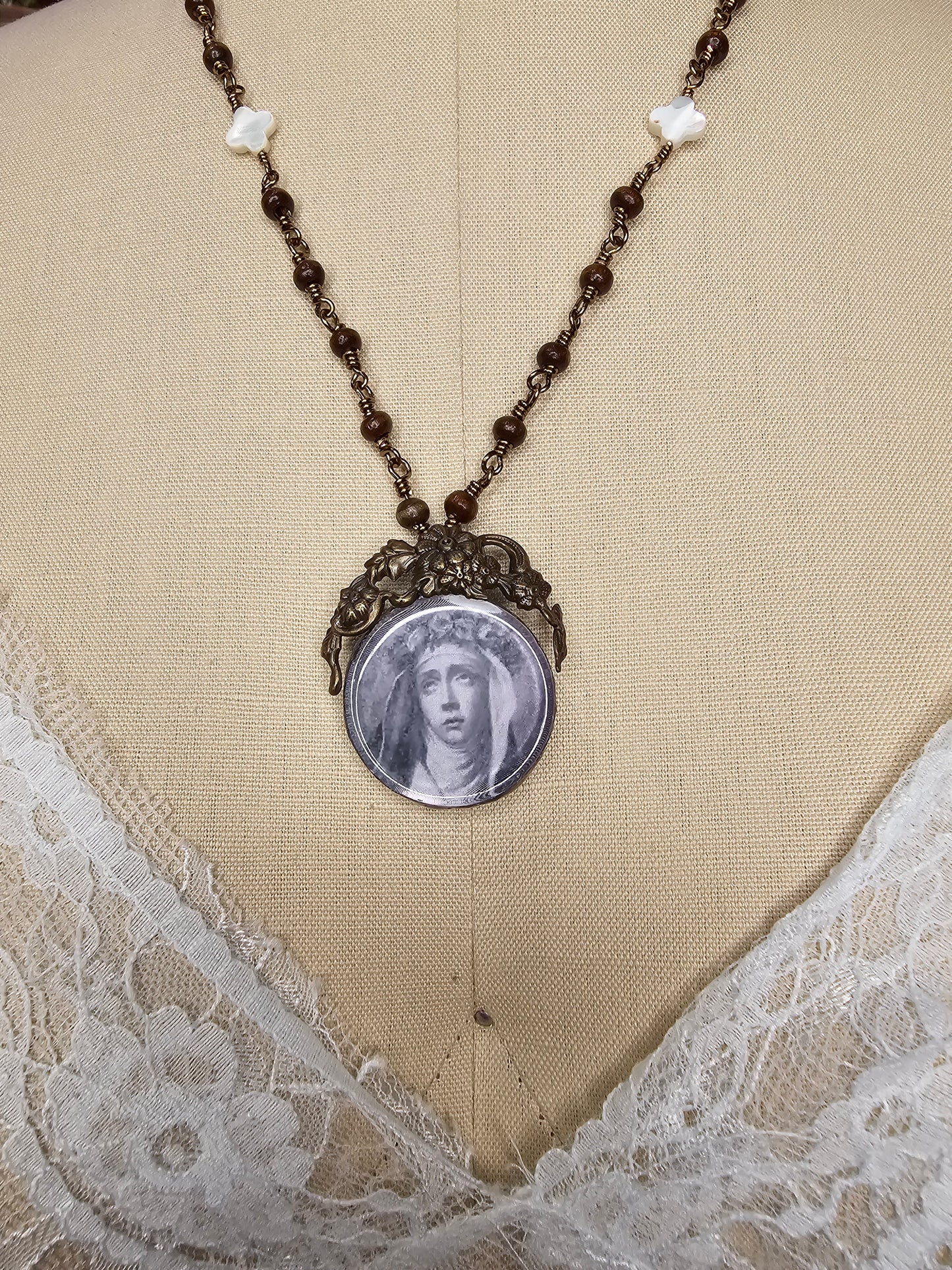 Virgin Mary Beaded Necklace