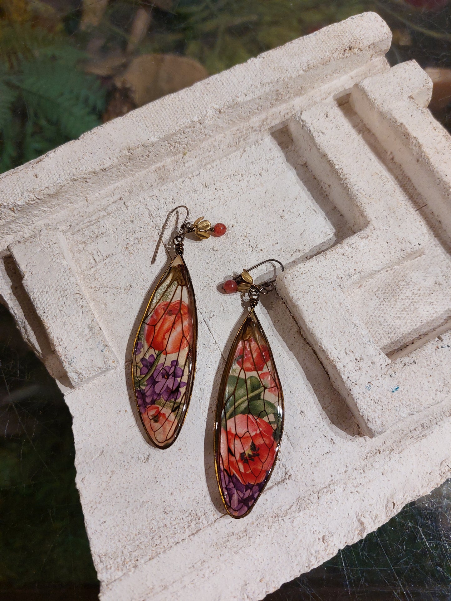 Cicada Wings On Postcard Earrings (1) *E257