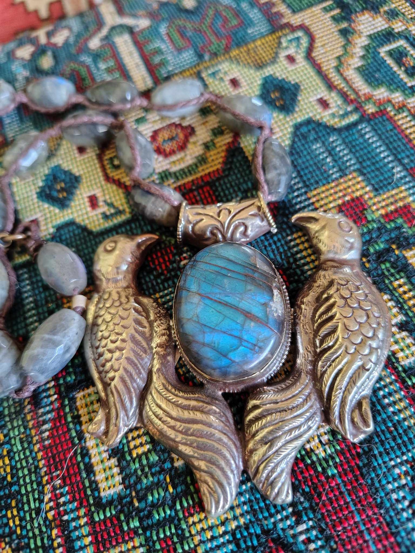 Labradorite Love Birds Necklace