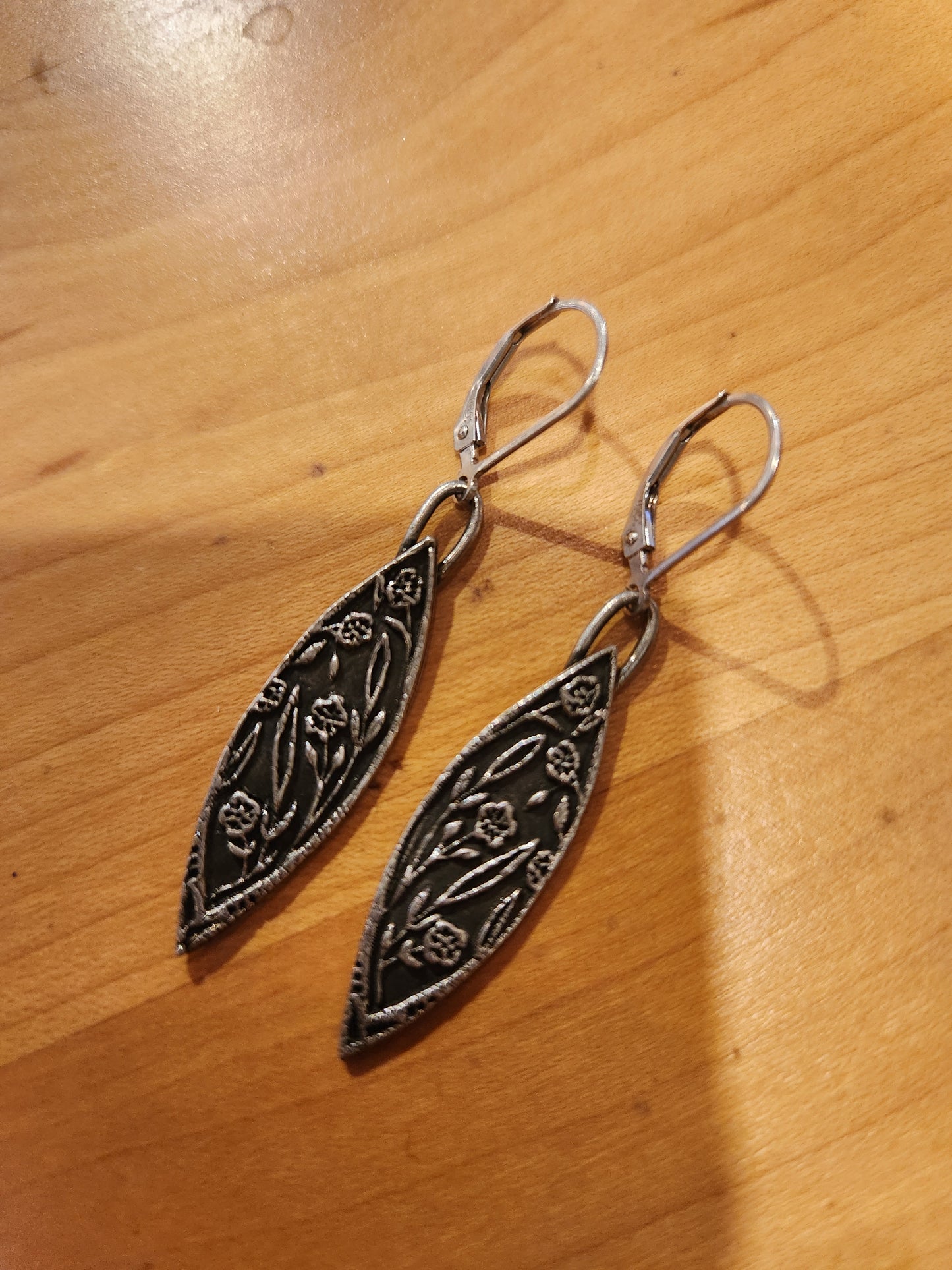 Floral Leaf Earrings - Sterling Silver